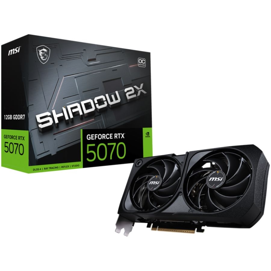 PLACA DE VIDEO MSI GEFORCE RTX 5070 12GB GDDR7 SHADOW 2X OC / DOBLE COOLER