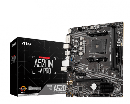 MOTHER MSI A520M-A PRO AM4 AMD A520 SATA 6Gb/s USB 3.0 Micro ATX AMD Motherboard