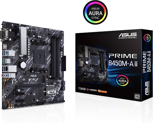 MOTHER ASUS PRIME B450M-A II SOCKET AM4 - 4 SLOTS DE RAM - SOPORTA RYZEN 3000 Y 5000 SERIES