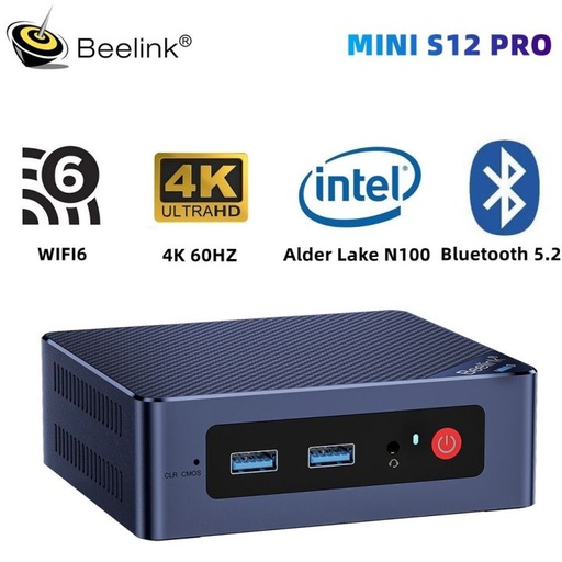 MINI PC INTEL ALDER LAKE N100 3.4GHZ 12AVA GENERACION / 16GB DDR4 / 500GB SOLIDO / mini computadora compatible con 4K@60Hz, Dual HDMI, WiFi5, BT4.2, USB3.2, Gigabit Ethernet