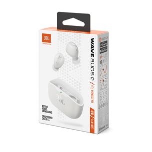 AURICULARES JBL WAVE BUDS 2 BLANCOS IN-EAR / BLUETOOTH 5.3 / CANCELACION ACUSTICA DE SONIDO CON SMART AMBIENT / IP54 RESISTENCIA AL AGUA Y AL POLVO / BATERIA 10 HORAS DE REPRODUCCION / JBL PURE SOUND BASS