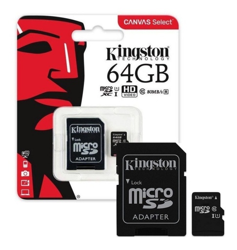 MICRO SD 64GB KINGSTON CLASE 10 ULTRA UHS-I 100MBPS C/ADAPTADOR